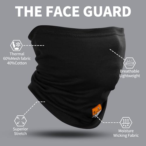 LANLFY 2PCS All Weather Breathable Mesh Face Covering FR Neck Gaiter Sun Protector for Men Women Working, Welding, Racing - Black