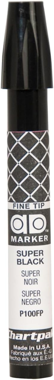 The Original Chartpak AD Marker, Fine Point, Super Black, 1 Each (P100FP)