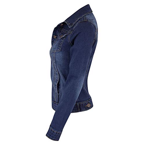 Lishui Donna Manica Lunga Giacca Jeans Giubbotto