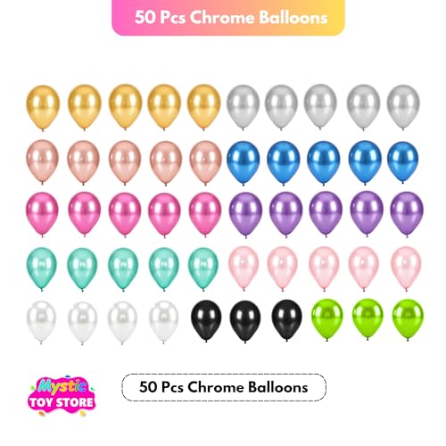 Image of 50 Pcs Multicolor Chrome Balloons for Birthday Decoration Items Anniversary Baby Shower Girls Year With Latex Chrome Balloon Happy Birthday Decoration Set Kit Combo