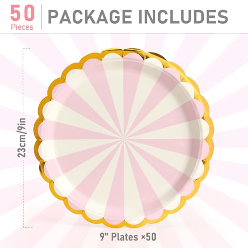Assiettes jetables papier rose 22,9 cm pour éviter la vaisselle lors d'un anniversaire fille