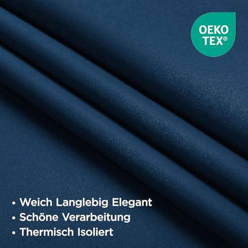 Joydeco Gardinen Blickdichte Vorhänge mit Schlaufen Verdeckten Marineblau – Ansicht 2