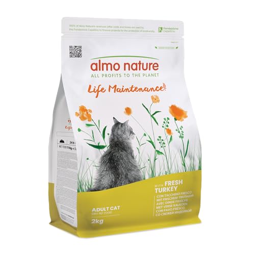 Almo Nature Life Maintenance - Croquettes pour Chats Adultes avec Dinde Fraîche comme 1er Ingrédient - Sac de 2kg