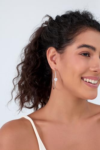 Large Gold Hoop Earrings for Women 14k Gold Plated with 925 Sterling Silver Post Big Open Hoops Earrings Trendy Cubic Zirconia Heart Hoop Earrings Jewelry Gifts for Women3