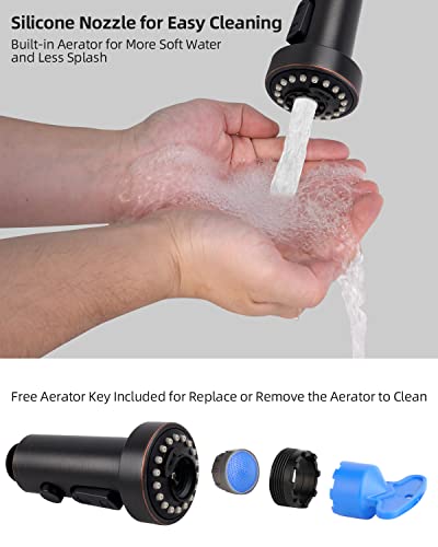 Hibbent Pull Down Kitchen Faucet Head Replacement, 3 Function Sink Faucet Sprayer Head Nozzle With 10 Adapters, Compatible With Moen, American Standard, Delta, Kohler Faucets,Oil Rubbed Bronze #TOP4
