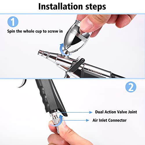 Image of Airbrush Trigger Gun with 0.3 mm Needles 2CC /5CC /13CC Cup | Airbrush Gun Dual-Action Gravity, Multi-Purpose Air Brush Makeup Model Coloring Painting Nail Cake Decor