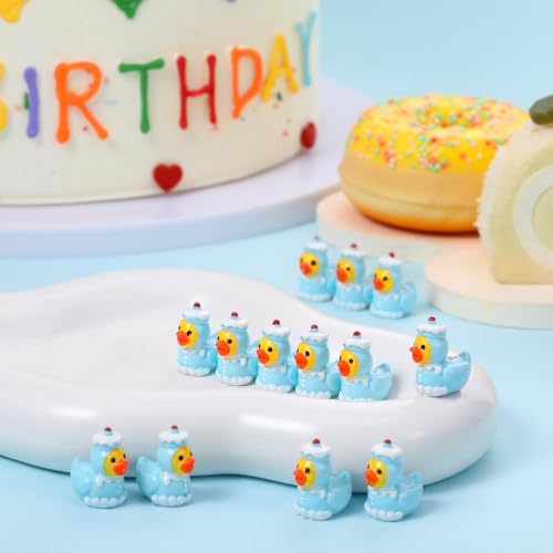 Image of 50 Pcs Cake Ducks Toy Figures, Mini Cake Resin Ducks Bulk | Tiny Cakes Figurine Dress up Duck Toy for Party Favors (Blue)