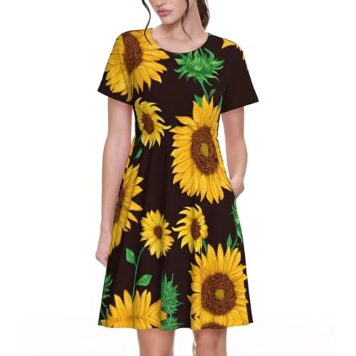Robe d'été décontractée pour femme avec poches et motif floral moderne