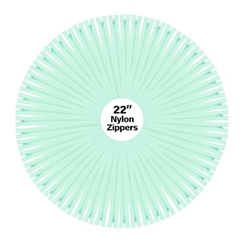 Image of Mandala Crafts 60 PCs Mint Closed-End 22 Inches Nylon Zippers for Sewing