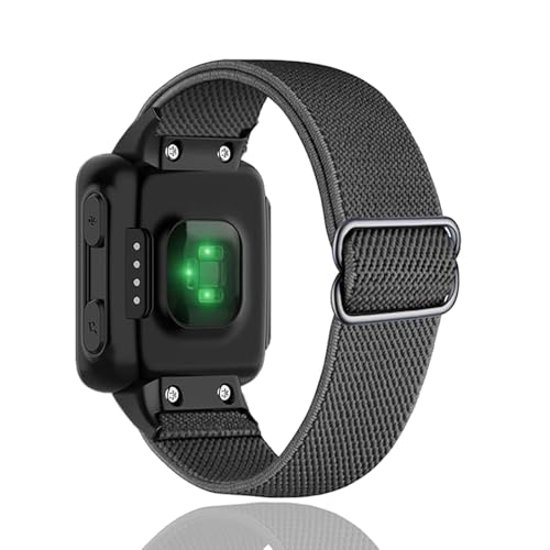 Compatible with Garmin Forerunner 35/30 Band Nylon Elastic Solo Loop Women Men Adjustable Replacement Watch Strap for Garmin Forerunner 35 Sport Watchband for SmartWatch (Black)