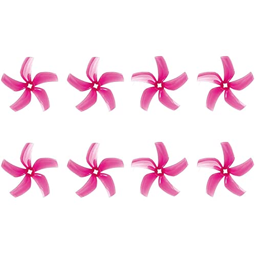 Gemfan Flash D76 5-Blade 76mm Props 5mm Center Hole w/Adapter to 1.5mm Propeller for RC Drone FPV Racing Quadcopter (Pink, 8pc - 4 CW, 4 CCW)