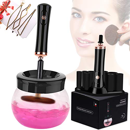 Makeup Brush Cleaner Make Up Electric Brush Cleaner Machine Deep Cosmetic Brush Spinner Brushes Washing Tools in seconds with 8 Size Rubber Collars Auto Quick Dry Makeup Brushes for Beauty Women Gift