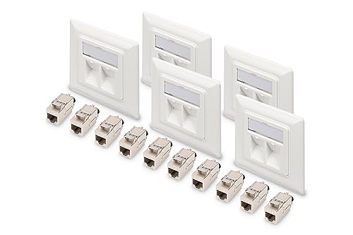 Prise réseau RJ45 double port pour éliminer les ralentissements avec module Keystone Cat8.1