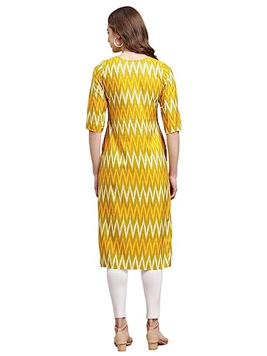Image of Great Choice Stylish Women's Crepe Yellow Color Floral Printed Straight Kurti (C-350)