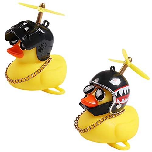 2 Pack,Bike Bell,Bicycle Horn ,Cute Cartoon Yellow Little Duck Shape,Rubber Duck Bicycle Accessories for Kids Adults Sport Outdoor,Dashboard Interior,Cute Propeller