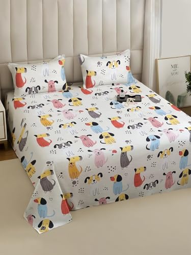 Image of Weave & Decor Cotton Feel Kids Bedsheet Double Bed 90x90 inches, Soft Fabric, Includes 2 Pillow Covers 20x30 inches