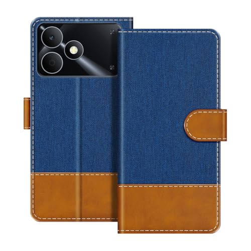 UOGNADGD ���U�[�t���b�v�E�H���b�g�P�[�X OPPO Realme Note 80 4G �Ƃ̌݊������� �J�[�h�z���_�[�t�� �d�b�J�o�[ RFID�u���b�N �}�O�l�b�g�N���[�W���[���L�b�N�X�^���h (�u���[)