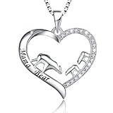 MUATOGIML 925 Sterling Silver Mama Bear Love Heart Pendant Necklace, Mom Daughter Jewelry Gifts, Birthday Gifts for Her