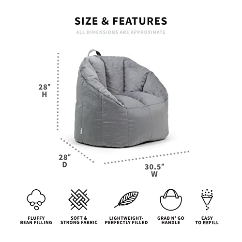 Big Joe Milano Bean Bag Chair, Gray Plush, 2.5ft & Classic Bean Bag Chair, Sapphire Smartmax, 2ft Round - Image 4