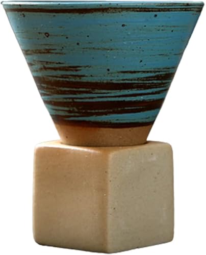 EXIGENT Funnel Taza de té de café japonesa de cerámica coleccionable 6.8 fl oz - 7oz (Boba_Dots)