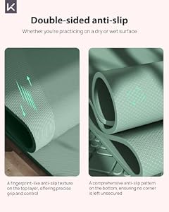 KEEP Non-Slip Large Yoga Mat, Extra Long and Wide Exercise & Fitness Mat( 72"Lx32"Wx7mm Thick) with Free Carrying Strap, Professional TPE Workout Mat for All Types of Yoga, 7mm, Pale Green — photo 2 of 6