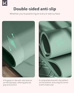 KEEP Non-Slip Large Yoga Mat,Extra Long and Wide Exercise & Fitness Mat( 72"Lx32"Wx7mm Thick) with Free Carrying Strap,Professional TPE Workout Mat for All Types of Yoga, 7mm, Pale Green