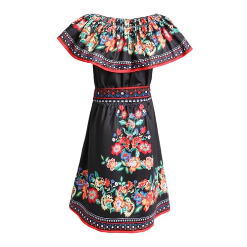 ACOSAP Mexican Dress for Girls Cinco De Mayo Fiesta Dresses Summer Floral Sundress for Toddler Kids Girls4