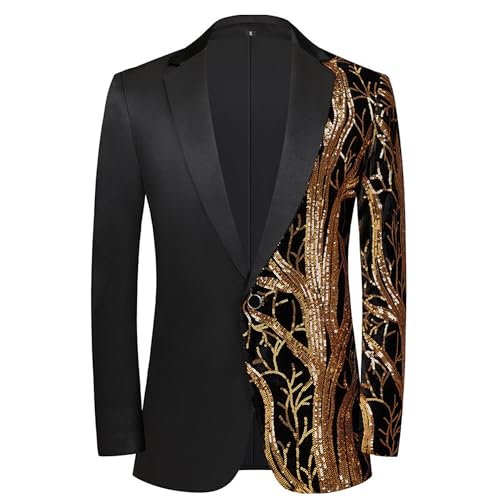 JEsilunmaMY Men's Sequin Shiny Prom Suit Jacket Notch Lapel Slim Fit Casual Sport Coats Blazers Tuxedo for Wedding Banquet