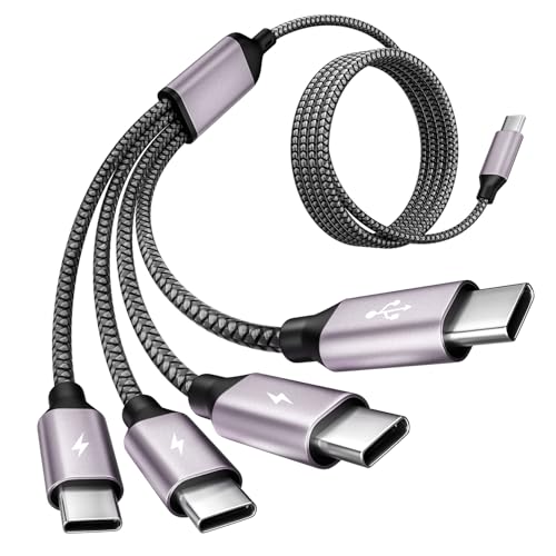 Travel & Car USB C Cable, USB C Splitter Multi Charging Cable