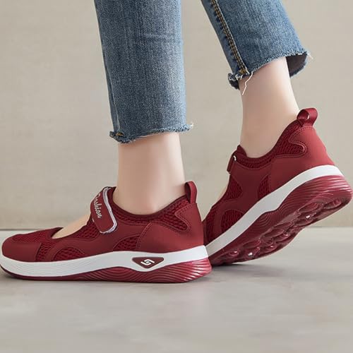 Kubbon Womens Walking Sneakers Woven Orthopedic Breathable Soft Shoes Non-Slip Adjustable Breathable Lightweight Shoes Diabetic-Friendly Wedge Sneaker with Arch Support3