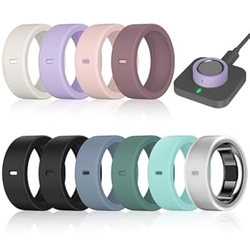 Pacote com 10 capas de anel compatíveis com Oura Ring Gen 4/Oura Ring Gen 3/Samsung Galaxy Ring, Surport Charging com capa, protetor de anel de silicone elástico antiarranhões para homens mulheres