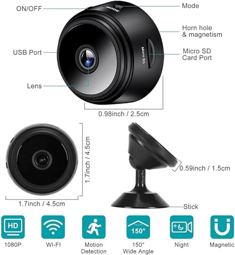 2024 New Spy Focus Camera Wireless Mini Hidden Camera,1080p HD Wireless Magnetic Camera,Magnetic Mini Security Camera Outdoor,Night Vision Motion Detection Cam Covert Cameras 3Pcs Black - Thumbnail 2
