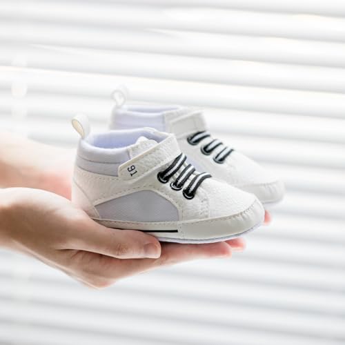Image of CENCIRILY Baby Boys Girls High Top Sneakers Soft Soles Anti Skid Infant Ankle Shoes Toddler Prewalker First Walking Crib Shoes