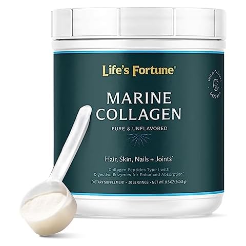 Life’s Fortune Pure Unflavored Marine Collagen Peptide Type 1 Supplement for Hair, Skin, Nails & Joints, 30 Servings Powder Cover
