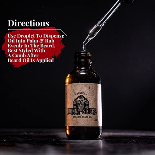 Johnny Slicks Rugged Organic Beard Oil - Beard Conditioner For Men To Moisturize, Soften, And Promote Healthy Hair Growth - Natural Serum Made With Jojoba, Coconut, And Argan Oil - (1 Ounce) #TOP2