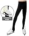 Gogokids Girls Ice Skating Pants Black Tights Fleece Dancing Trousers for Kids, Black White, 7-8 Years
