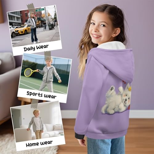 Girls and Toddlers' Zip-Up Hoodie Soft Sweatshirt with Pockets Warm Fall Winter Clothes4