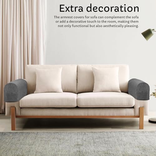 Fundas para brazos de sofá lavables, protector de reposabrazos gris plata de poliéster resistente 8