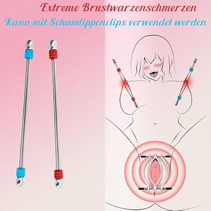 Metal Pezón Pinzas 2 Pcs Pezón Pinzas SM Erótico Ajustable Pezón Pinzas Clítoris Pezón Masaje Masturbación Bdsms Juguetes Extreme para Fetiche Hombres Mujeres Parejas Esclavo (rojo + azul)