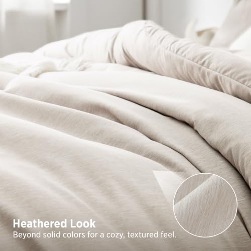 Image of Bedsure Full Size Comforter Sets - Beige Soft Bedding for All Seasons, Cationic Dyed Bed Set, 3 Pieces, 1 Full Size Comforter (82 inchx86 inch) and 2 Pillow Shams (20 inchx26 inch+2 inch)