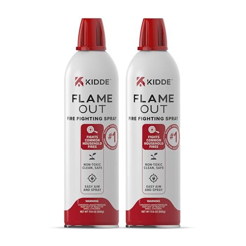 Kidde Flame Out Fire Spray, Extinguishing Aerosol for Home Use, Kitchens, Dorms, Apartments, Compact, Portable & Easy to Use, Non-Toxic, 17.6 oz 2 Pack
