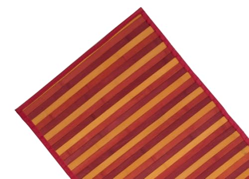 BIANCHERIAWEB Tapis en Bambou dégradé Rouge, Tapis de Cuisine 50 x 180 cm, antidérapant 100% Bambou, Voie de Cuisine en matériau résistant, n'absorbe Pas Les Taches