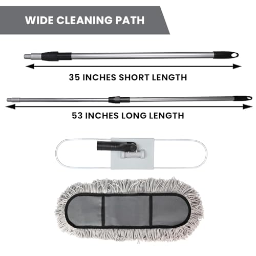 Image of Zureni Floor Sweeping Mop with Microfiber Head, Wet & Dry Floor Cleaning Mop, 4 Ft Long Telescopic Handle, 360 Degree Rotating Mop for Home & Kitchen, 18 Inch Head (Random Color)