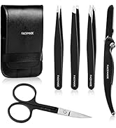 FACEMADE Tweezers Set with Scissors and Eyebrow Razor, Eyebrow Tweezers for Women and Men, Profes...