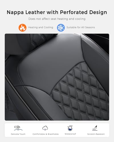 Image of Huidasource Front Seat Covers, 5 Layers Car Seat Covers Front Seats, Driver Seat Cover Leather, Front Seat Cover 360 Full Package Universal Fit for Most Cars, Vans, Trucks, SUVs (Front Pair /Black)