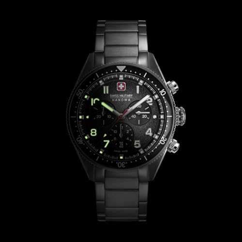 Image of Swiss Military Hanowa SMWGI0003803 NAVALUS PRO Chrono - Swiss Made Round Black Chronograph - Watch for Men