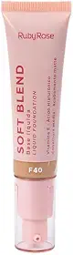 Base Líquida Soft Blend Ruby Rose Matte Média Cobertura Efeito Aveludado (F40, 30g)