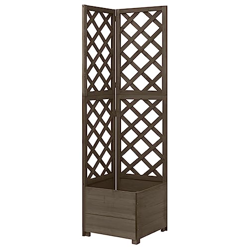 CKioict Blumenkasten Balkon Pflanzenkübel Blumenbeet Eck-Spalier mit Pflanzkasten Grau 40x40x150cm Massivholz Tannefür Garten, Balkon & Terrasse