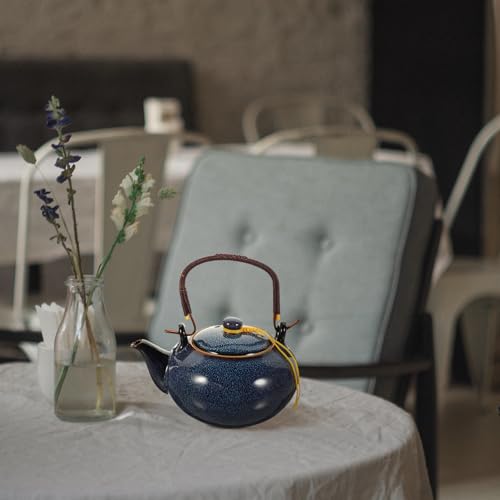 Théière céramique bleu vintage durable et résistante pour infusions - 6