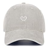 Epsoco Vintage Heart Embroidered Washed Baseball Cap for Women Cute Cotton Low Profile Adjustable Dad Hat Khaki-B